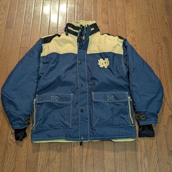 Vintage Notre Dame Champion Puffer Full Zip Jacket - Size M - Picture 1 of 4